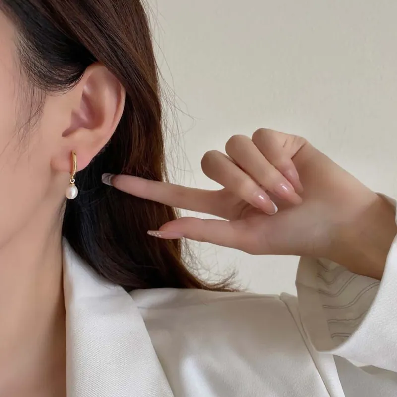 LIANGCAI Alloy Faux Pearl Earrings Women's-2