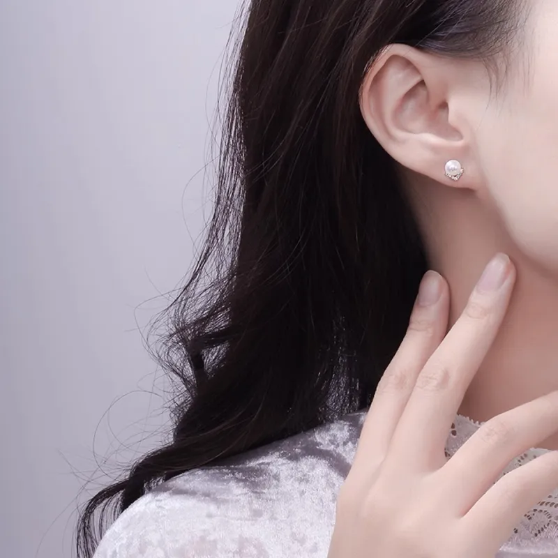 LIANGCAI Alloy Faux Pearl Stud Earrings Women's-3