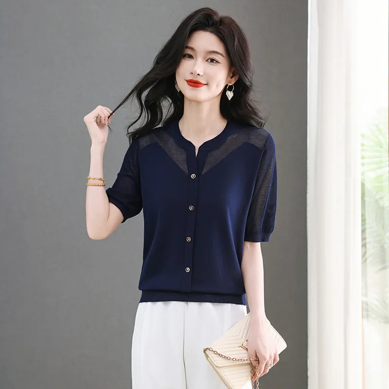 Mu Qingqing T Shirts Women's Navy Blue-2