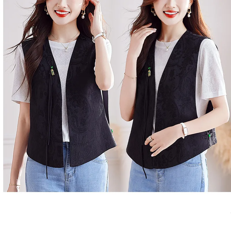 Mu Qingqing Vests Women's Black-2