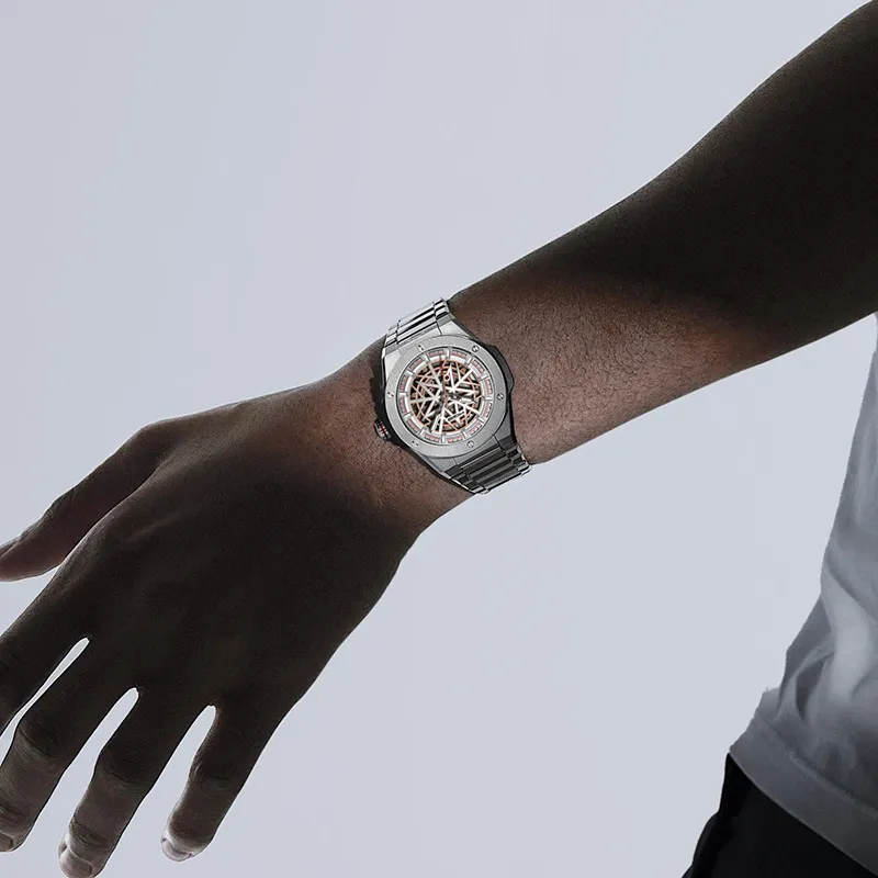 MIGE Mechanical Movement Stainless Steel Watchband Watch Men's Watches Black Dial-7