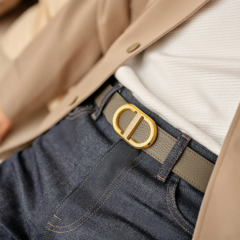 Chrisdien Deny Togo Calfskin Leather Belts Men's Width 3.5cm-10
