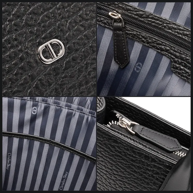Chrisdien Deny Cow Leather Briefcase Men's Black-5