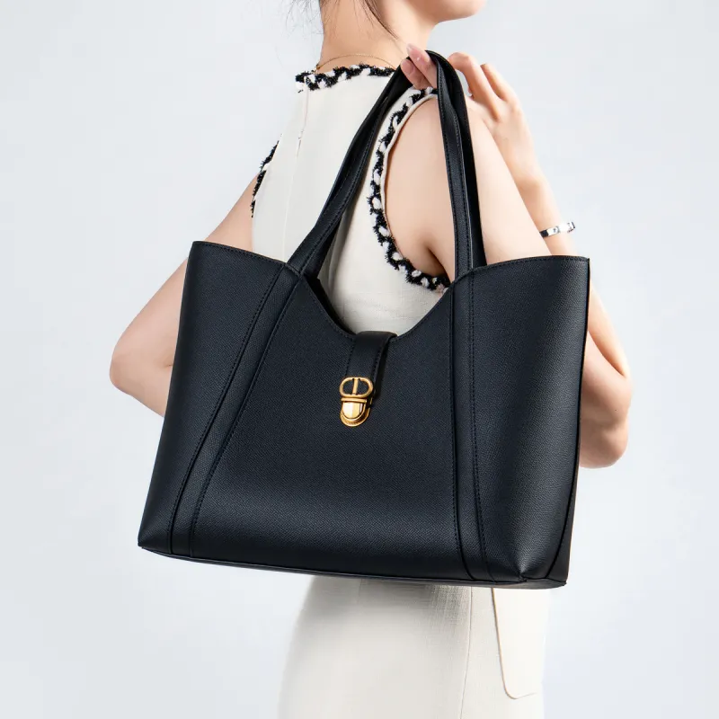 Chrisdien Deny Cow Leather Tote Handbag, Shoulder Bag Women's Ecru/Khaki/Black-6