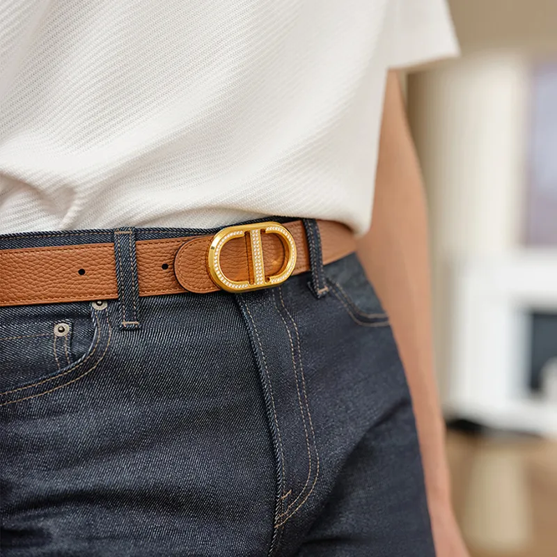 Chrisdien Deny Togo Calfskin Leather Belts Men's Width 3.5cm-7