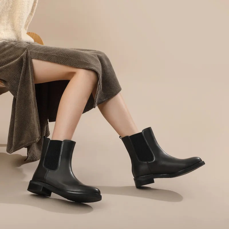 Chrisdien Deny Short Chelsea Boots 3CM Women's Black-3