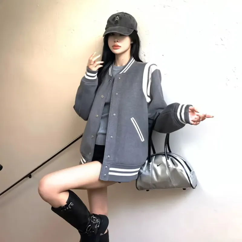 ASURBU Baseball Jacket Women's Gray-4