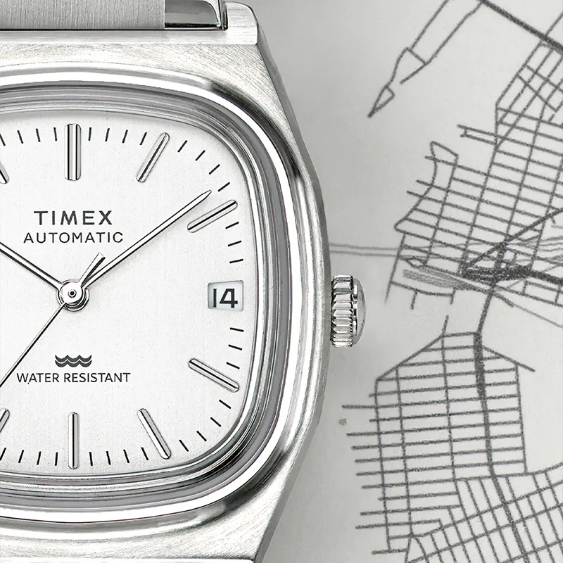 TIMEX Q Series Wrist Watch Mechanical Movement Stainless Steel Strap 34mm White Dial Unisex-4
