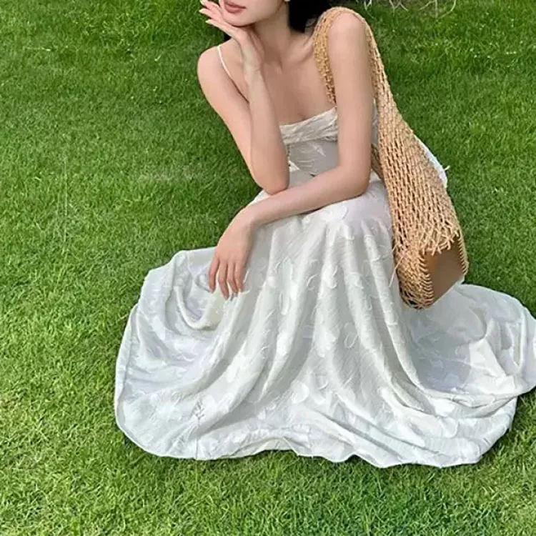 TORIGHT Slip Dress Women's White+Bowknot Hair Tie Comes With-5
