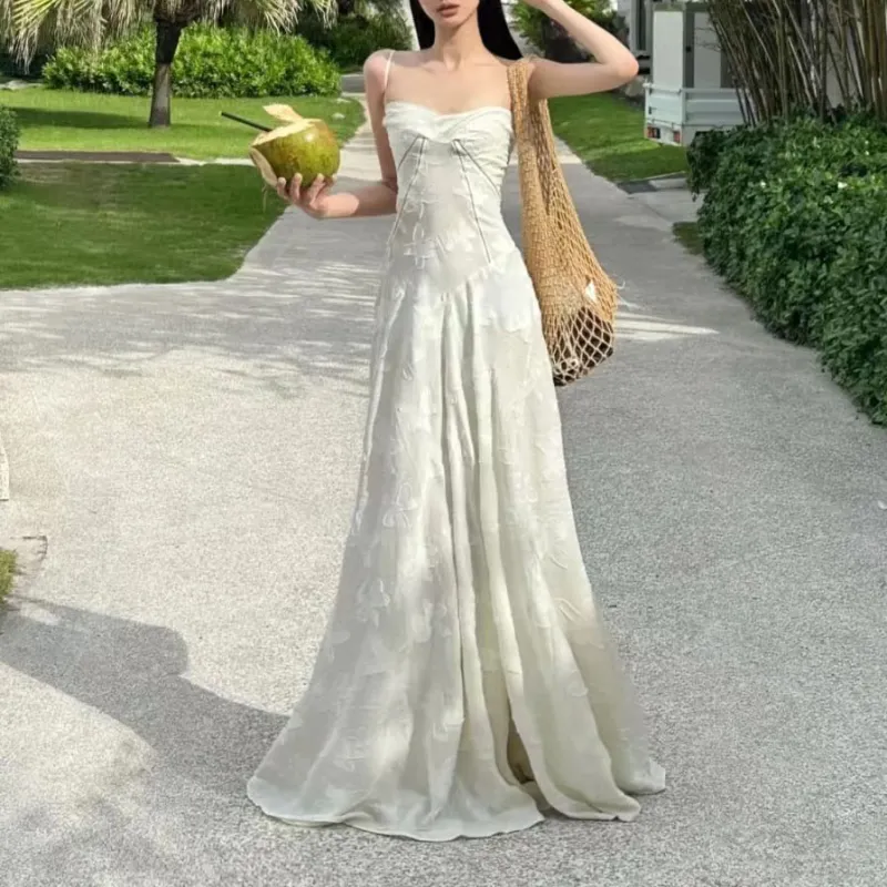 TORIGHT Slip Dress Women's White+Bowknot Hair Tie Comes With-4