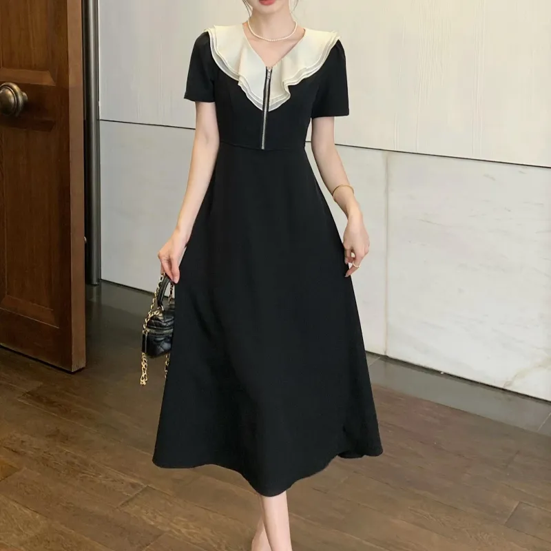 TORIGHT Short Sleeved Dress Women's Black-2