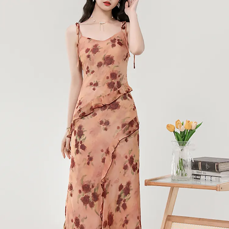 TORIGHT Slip Dress Women's Vintage Orange Pink-6
