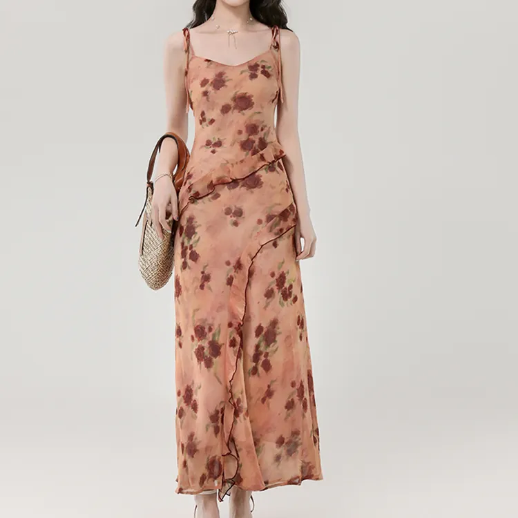 TORIGHT Slip Dress Women's Vintage Orange Pink-3