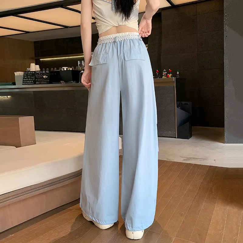 TORIGHT Cargo Pants Women's Blue+Bowknot Hair Tie Comes With-4