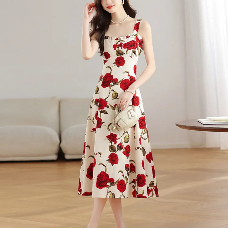 TORIGHT Slip Dress Women's Red+Bowknot Hair Tie Comes With-5