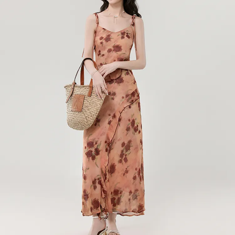 TORIGHT Slip Dress Women's Vintage Orange Pink-5