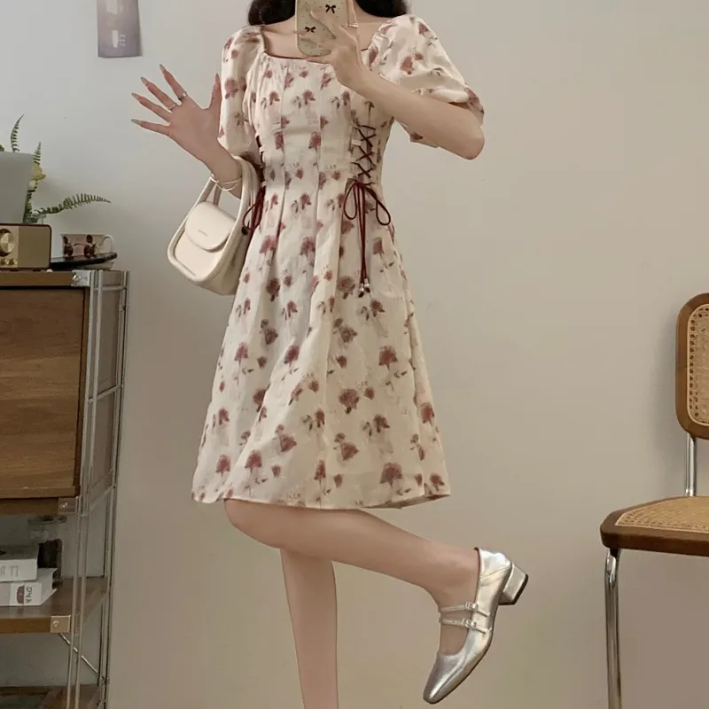 TORIGHT Short Sleeved Dress Women's Red+Bowknot Hair Tie Comes With-5