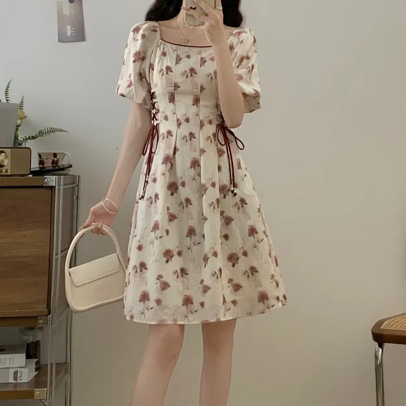 TORIGHT Short Sleeved Dress Women's Red+Bowknot Hair Tie Comes With-3