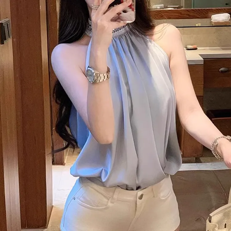 TORIGHT Chiffon Shirts Women's Blue-4