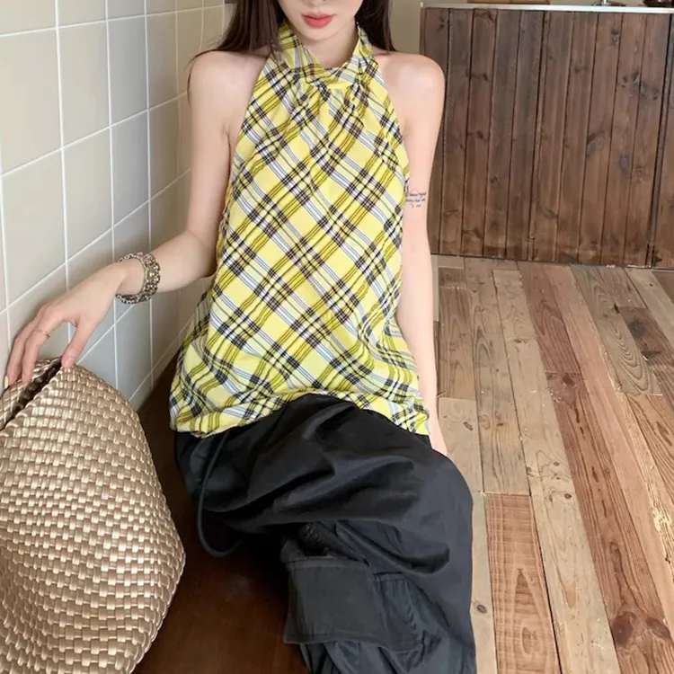 TORIGHT Tank Tops Women's Yellow+Bowknot Hair Tie Comes With-5