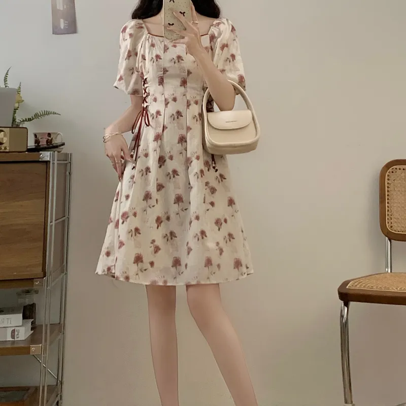 TORIGHT Short Sleeved Dress Women's Red+Bowknot Hair Tie Comes With-6