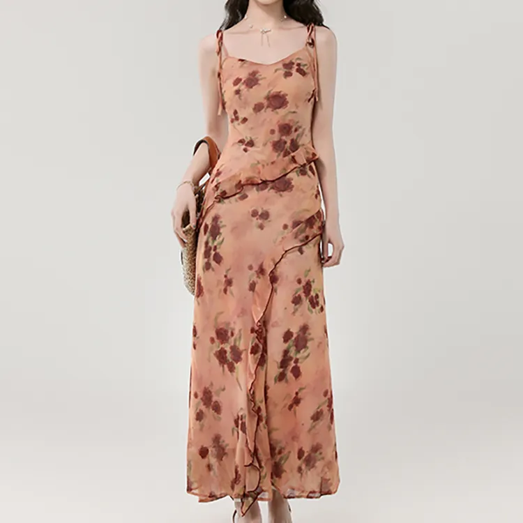 TORIGHT Slip Dress Women's Vintage Orange Pink-4