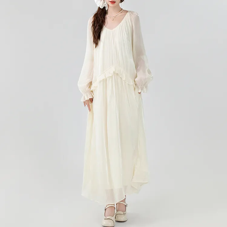 TORIGHT Long Sleeved Dress Women's Champagne-3
