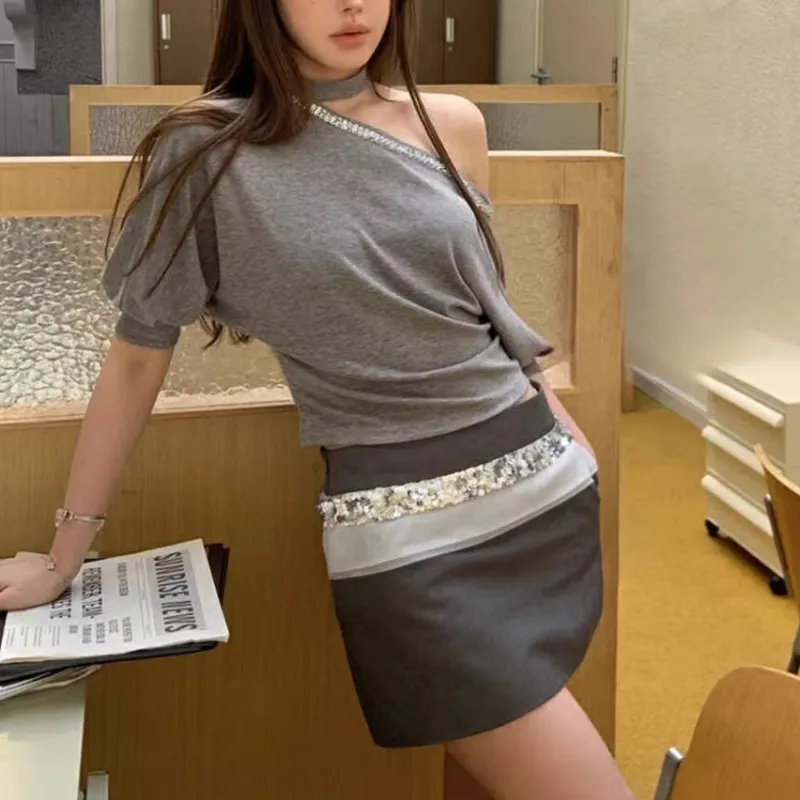 TORIGHT T Shirt Women's Gray+Bowknot Hair Tie Comes With-5