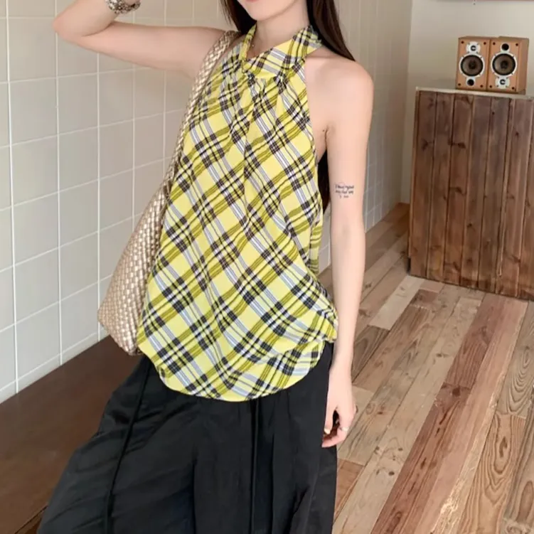 TORIGHT Tank Tops Women's Yellow+Bowknot Hair Tie Comes With-3