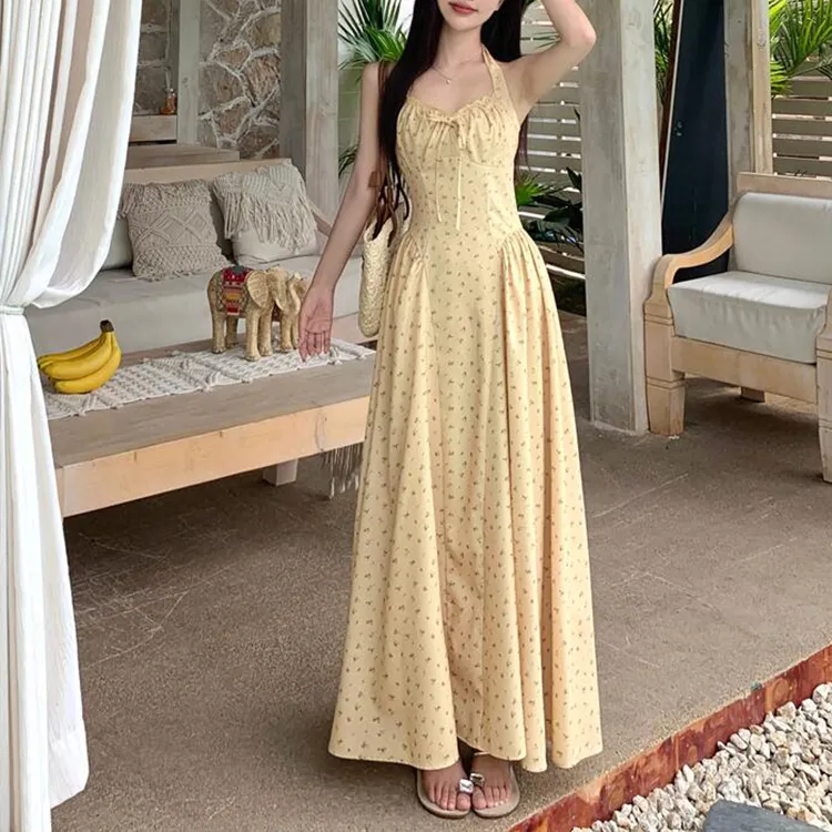 TORIGHT Slip Dress Women's Yellow+Bowknot Hair Tie Comes With-6