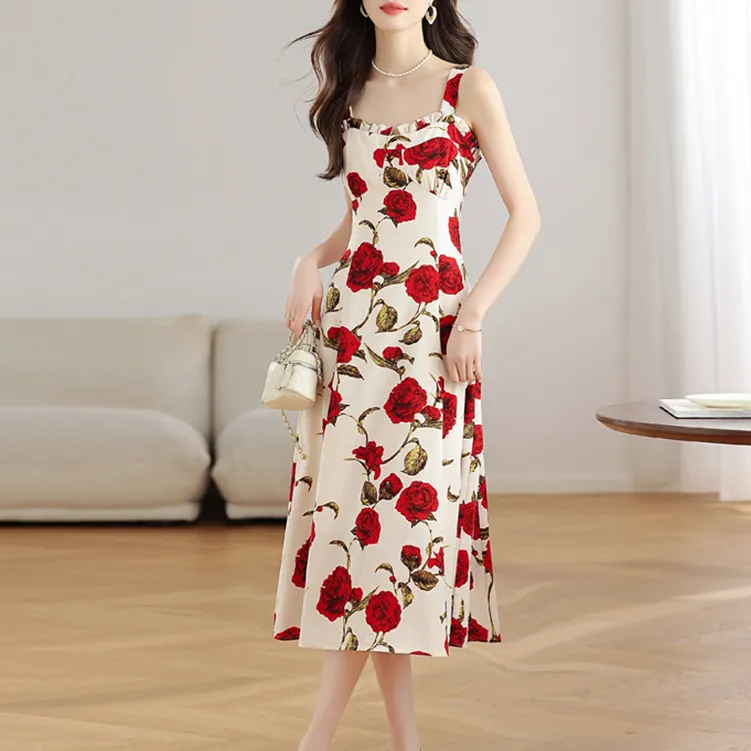 TORIGHT Slip Dress Women's Red+Bowknot Hair Tie Comes With-4
