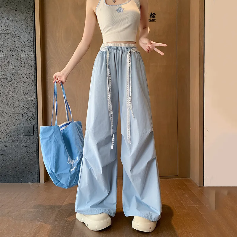 TORIGHT Cargo Pants Women's Blue+Bowknot Hair Tie Comes With-2