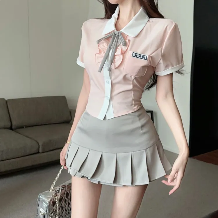 Skirt Set Women's Pink Shades Outfit-5