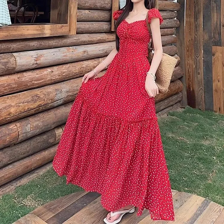TORIGHT Slip Dress Women's Red+Bowknot Hair Tie Comes With-2