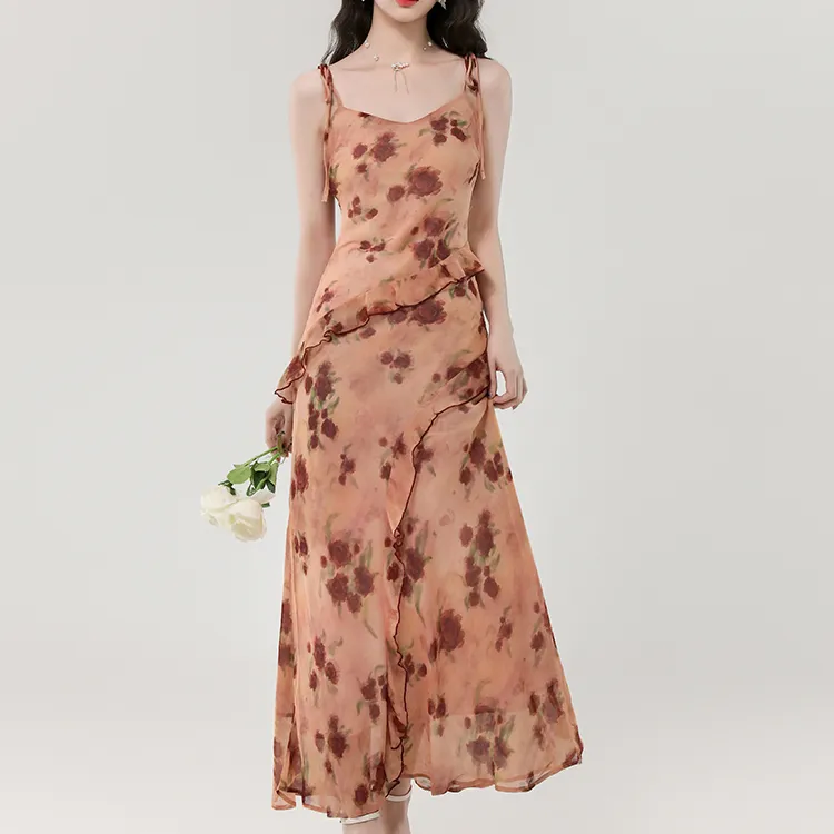 TORIGHT Slip Dress Women's Vintage Orange Pink-2