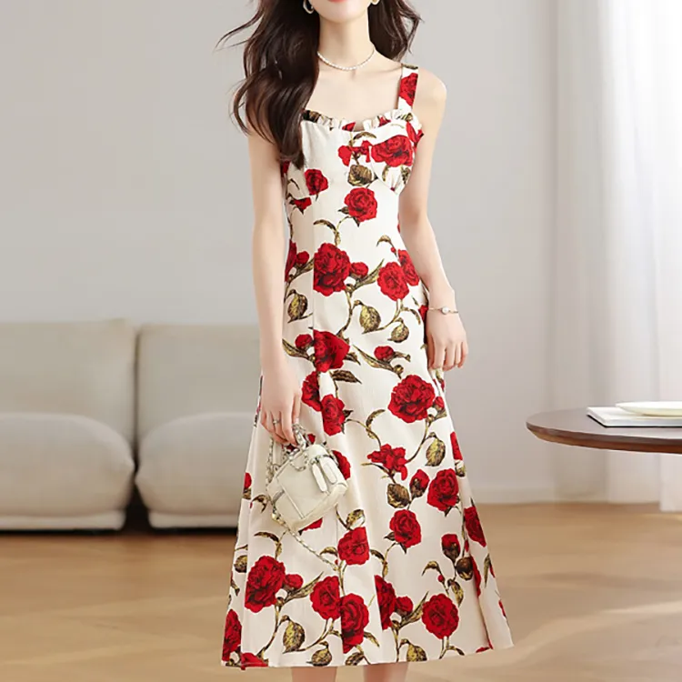 TORIGHT Slip Dress Women's Red+Bowknot Hair Tie Comes With-3