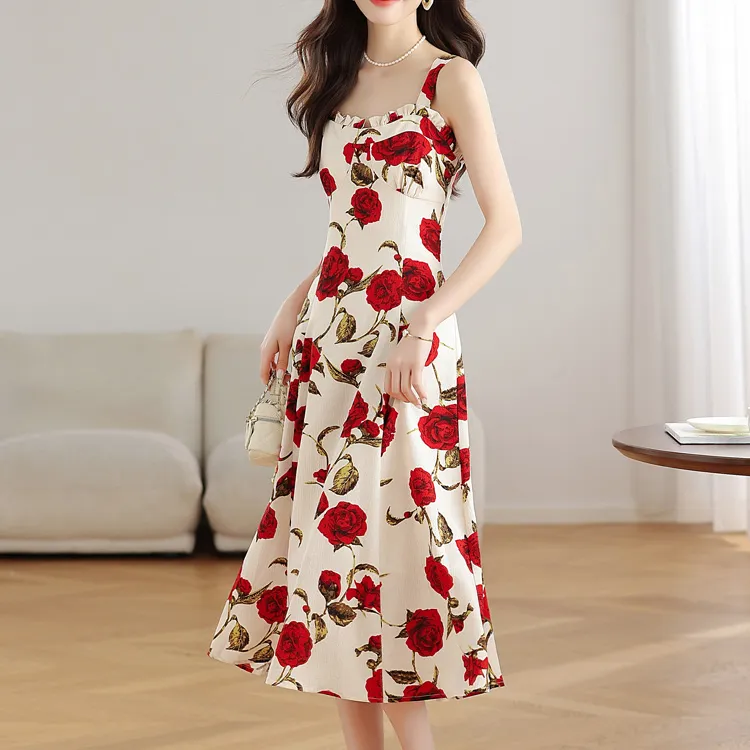 TORIGHT Slip Dress Women's Red+Bowknot Hair Tie Comes With-2