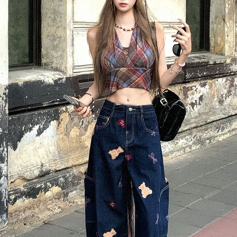 TORIGHT Camisole Women's Plaid+Bowknot Hair Tie Comes With-2