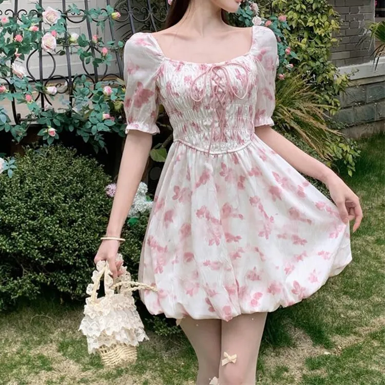 TORIGHT Short Sleeved Dress Women's Pink-5