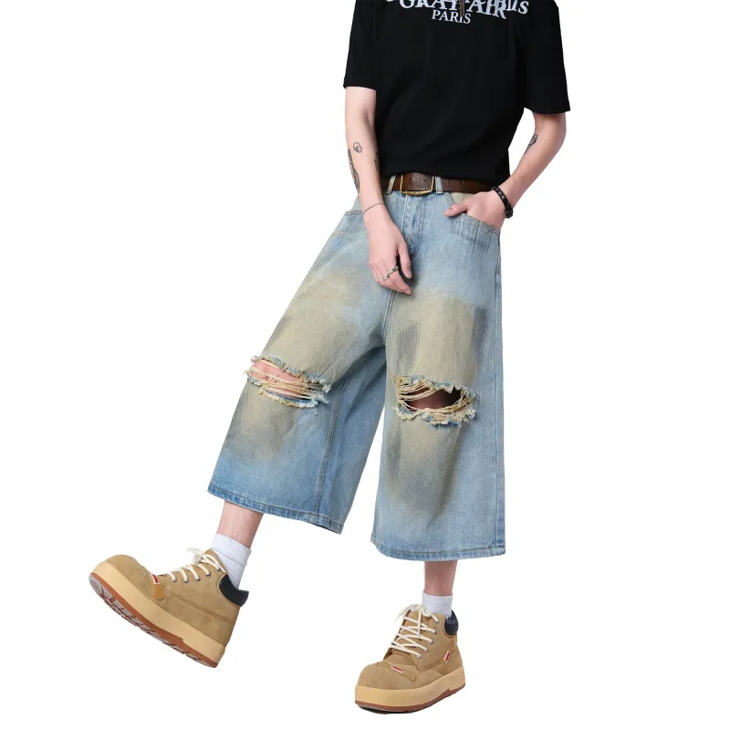SWAMP AREA Denim Shorts Unisex Ice Blue-3