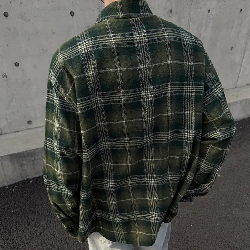 SWAMP AREA Shirt Unisex Blue Brown Plaid-6