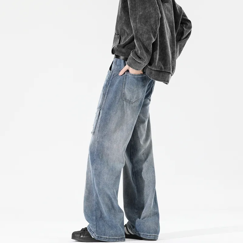 SWAMP AREA Jeans Unisex Blue Patchwork-3