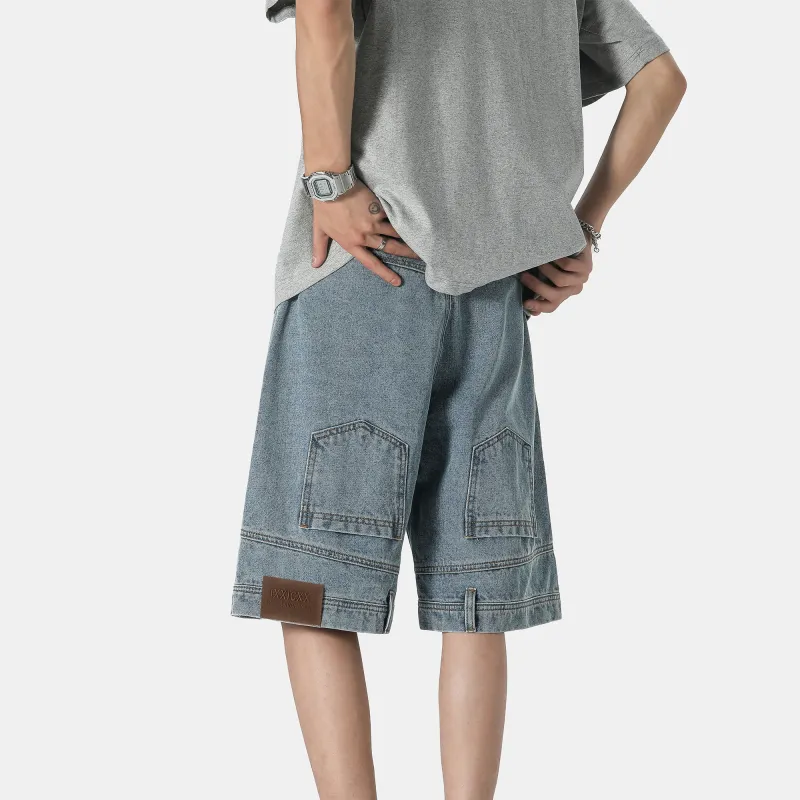 SWAMP AREA Denim Shorts Unisex Blue-2