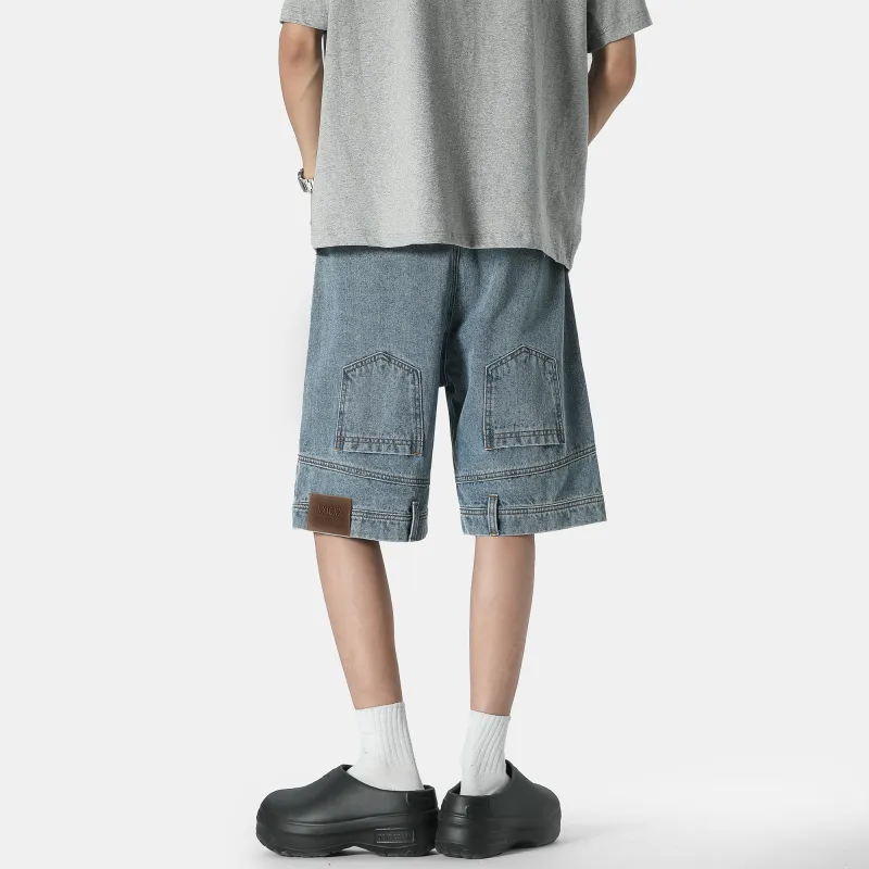 SWAMP AREA Denim Shorts Unisex Blue-3