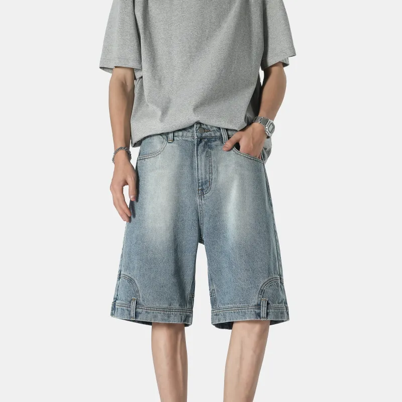 SWAMP AREA Denim Shorts Unisex Blue-4