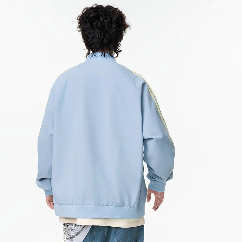 AKIN Baseball Jacket Unisex Navy Blue Apricot-11