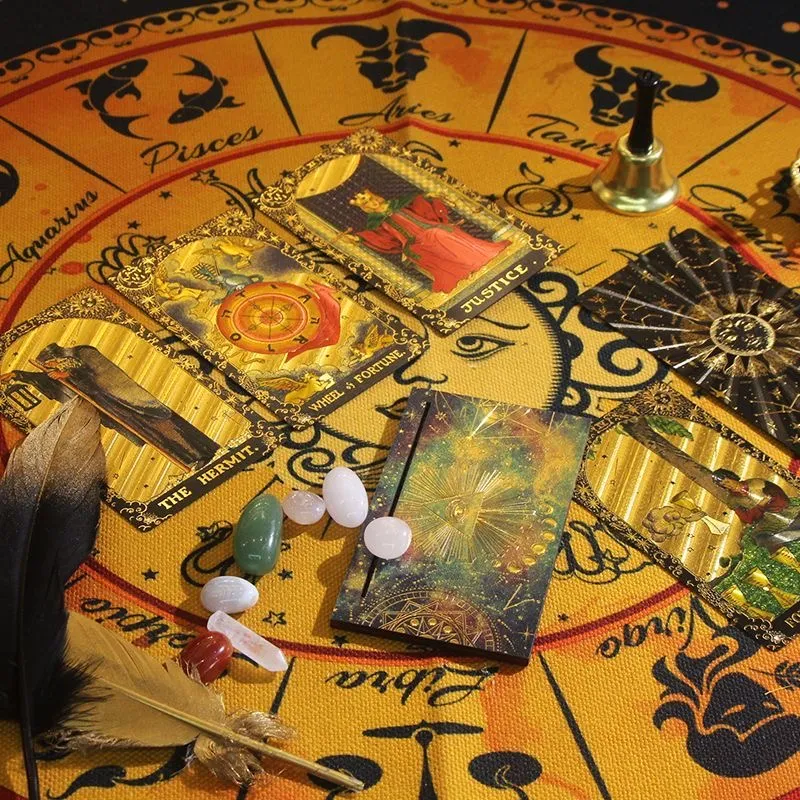 ZOCO Black Gold Sun Tarot Card Box Included Waterproof And Durable PET Material Board Games-49