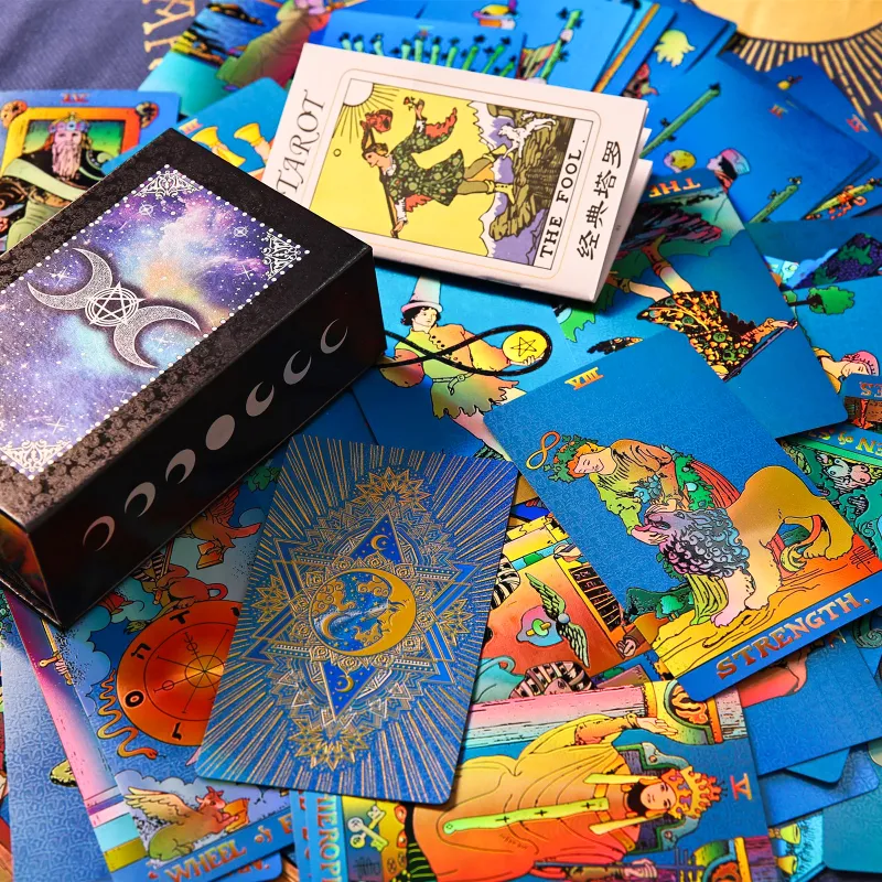 ZOCO Black Gold Sun Tarot Card Box Included Waterproof And Durable PET Material Board Games-18