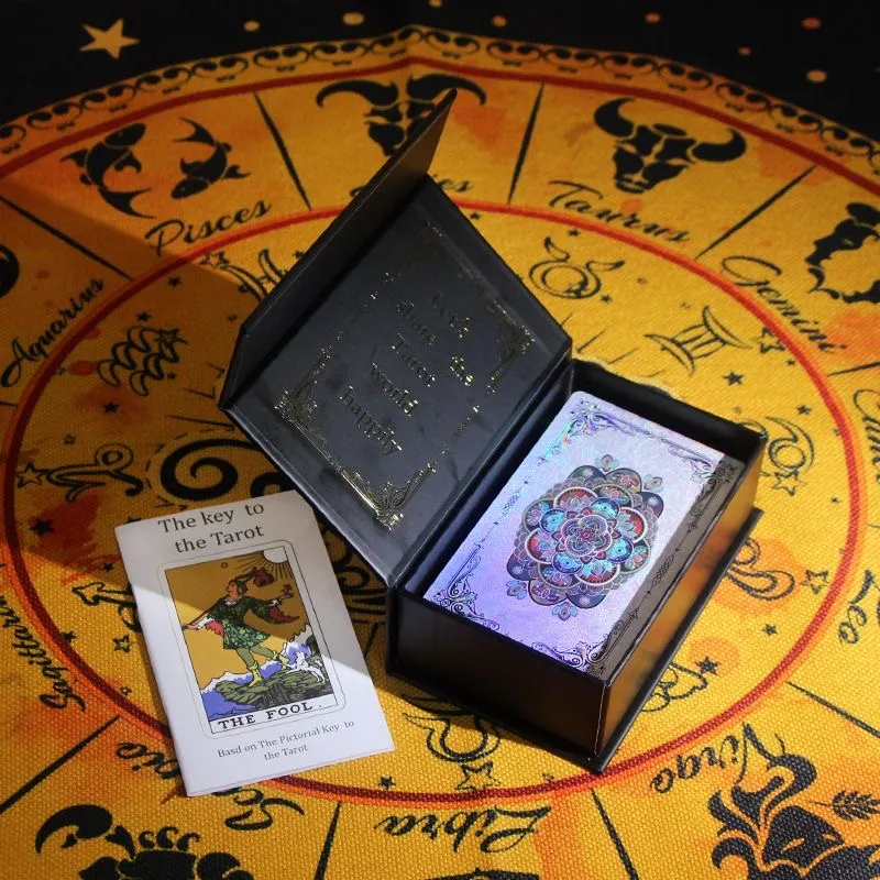 ZOCO Black Gold Sun Tarot Card Box Included Waterproof And Durable PET Material Board Games-12