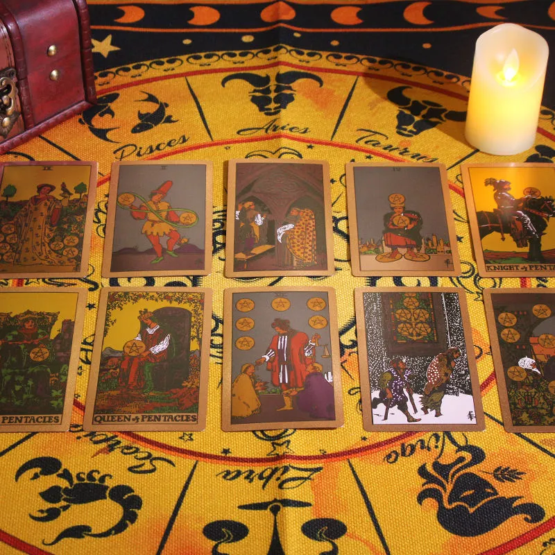 ZOCO Black Gold Sun Tarot Card Box Included Waterproof And Durable PET Material Board Games-7